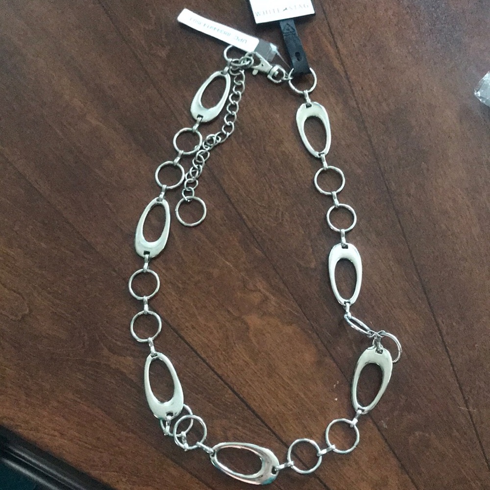Silver metal chain belt